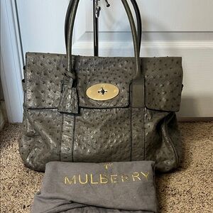 3414 Mulberry Bayswater Gray Leather Tote Bag